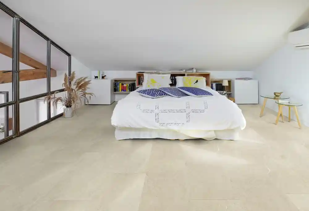 Jusqu'à Épuisement Des Stocks Sol vinyle effet pierre beige SANDY ép 5,7 mm 39,9 x 73 cm paquet de 2,04 m² GERFLOR