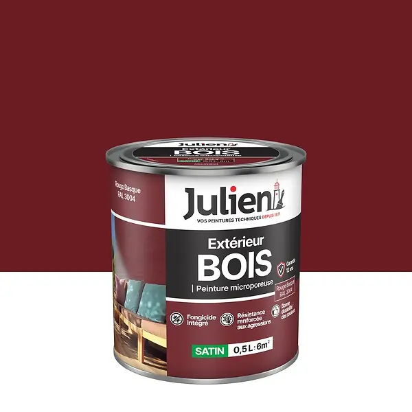 Peinture bois extérieur microporeux satin - Basque 0,5L JULIEN Dernier Modèle
