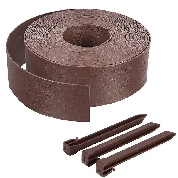 Achat Immédiat Bordure de jardin PE flexible 10M x 8 CM avec piquets marron VOUNOT