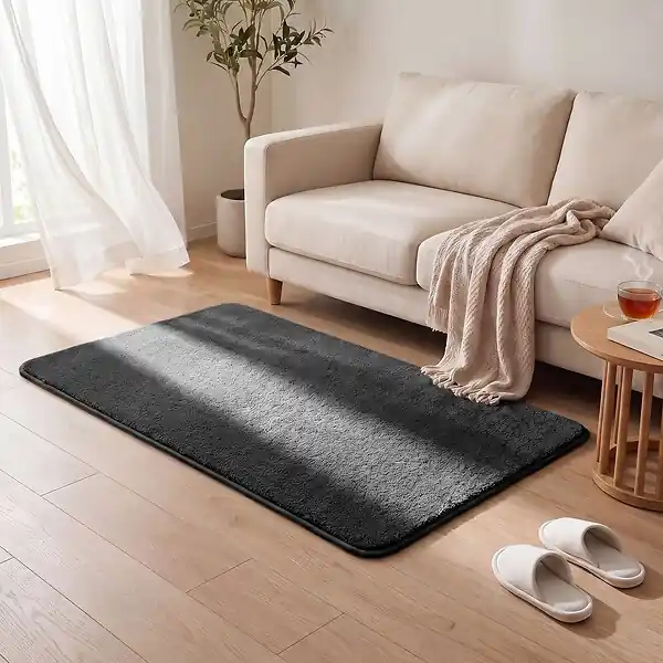 Tapis de salon poils ras doux antiderapant 80x150cm uni anthracite VOUNOT Marque