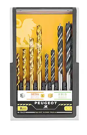 Dernier Modèle Coffret 8 forets mixte bois métal usage intensif PEUGEOT