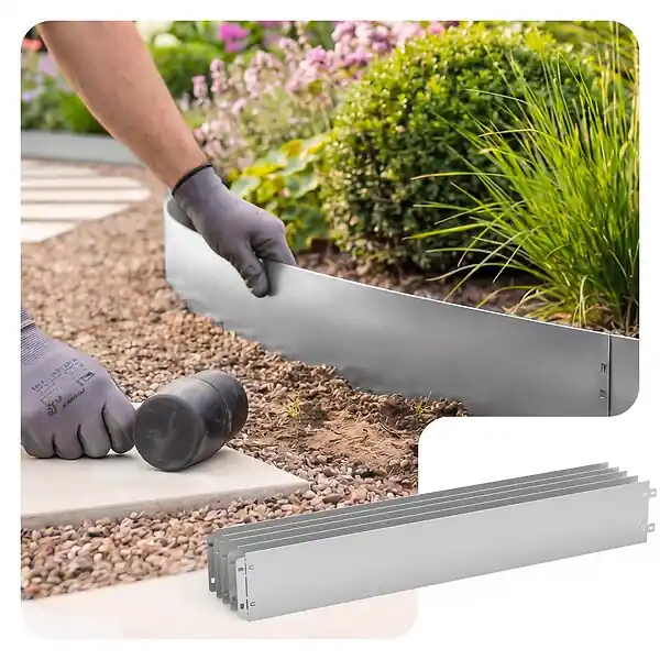Lot de 5 Bordure de jardin en métal galvanisé flexible 100x13cm VOUNOT Prix Cassé