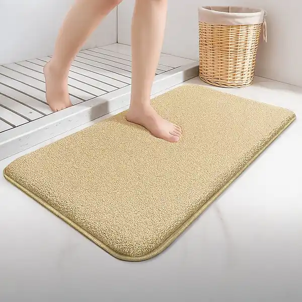 Meilleure Vente Lot de 2 Tapis de Bain Antidérapant microfibre 40x60cm beige VOUNOT