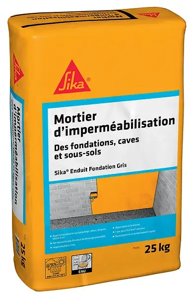 Enduit imperméabilisation fondations gris 25kg SIKA Certifié