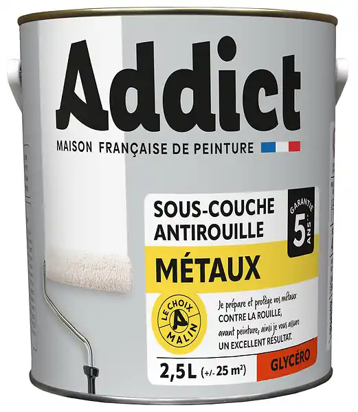 Sous-couche métaux antirouille - Blanc mat - 2.5L ADDICT Haute Qualité