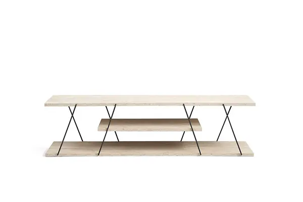 Solde Meuble TV en bois "Canaz" - 120 x 30 x 33 cm - Beige HABITAT ET JARDIN