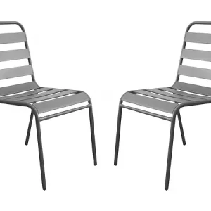 Dernière Chance Lot de 2 chaises de jardin en métal empilables "Bilbao" - Taupe HABITAT ET JARDIN