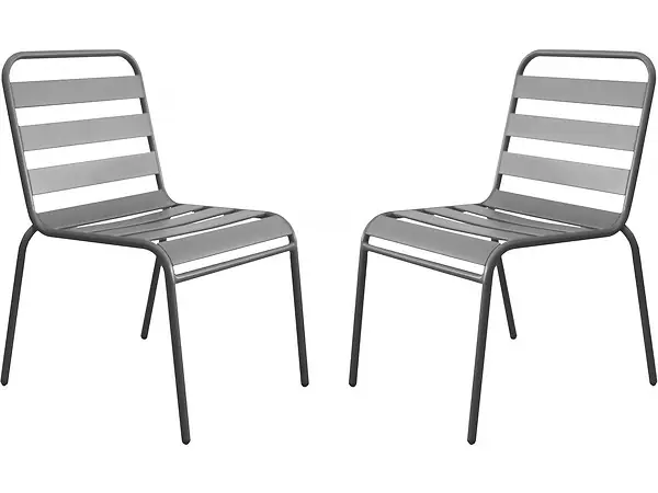 Dernière Chance Lot de 2 chaises de jardin en métal empilables "Bilbao" - Taupe HABITAT ET JARDIN