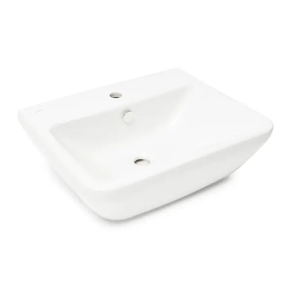 Integra 55x45x19 cm lavabo suspendu en céramique, trou pour robinetterie au milieu, avec trop-plein, blanc (7049-003-0001) VITRA Petit Prix