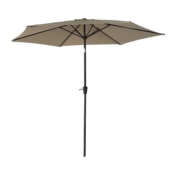 Offre Spéciale Parasol droit HAPUNA rond 2,70m de diamètre taupe HAPPY GARDEN