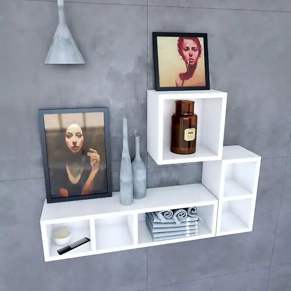 Etagère murale 80x20x20cm blanche de rangement 3 emplacements - PERSONALYZ TRIPLO AURLANE Acheter En Ligne