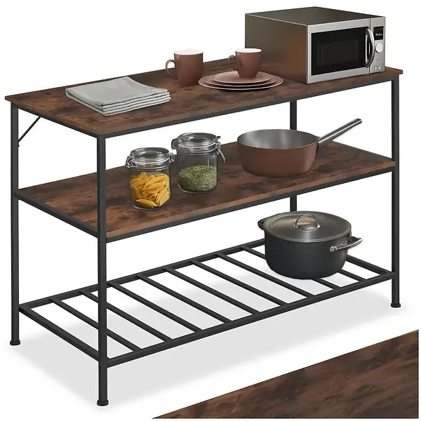 Authentique Étagère de cuisine Akeley Bois foncé industriel, rustique TECTAKE