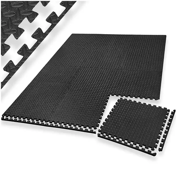 Ensemble de 24 dalles carrées EVA - Tapis de sol et de sport noir TECTAKE Bon Plan