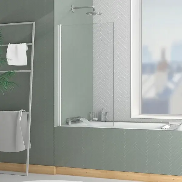 Acheter En Ligne Pare baignoire Rabattable 70x120cm - Profilé Blanc Mat - Verre Trempé 4mm - ELEMENTARY AURLANE