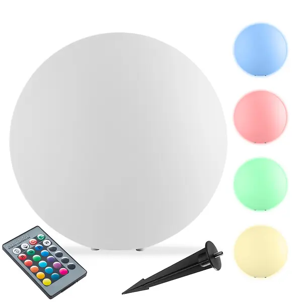 Offre Limitée Lampe boule LUMINOUS GLOBE avec ampoule LED et télécommande blanc TECTAKE