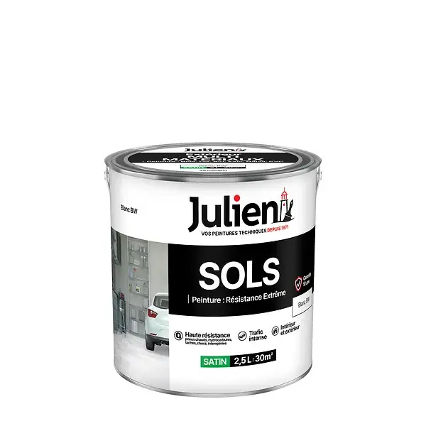 Livraison Express Peinture sol satin - Blanc Base White - Résine 2,5L JULIEN