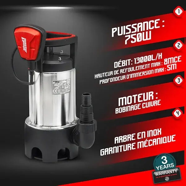 Achat Immédiat Pompe vide caves eaux chargées 750W MASTER PUMPS