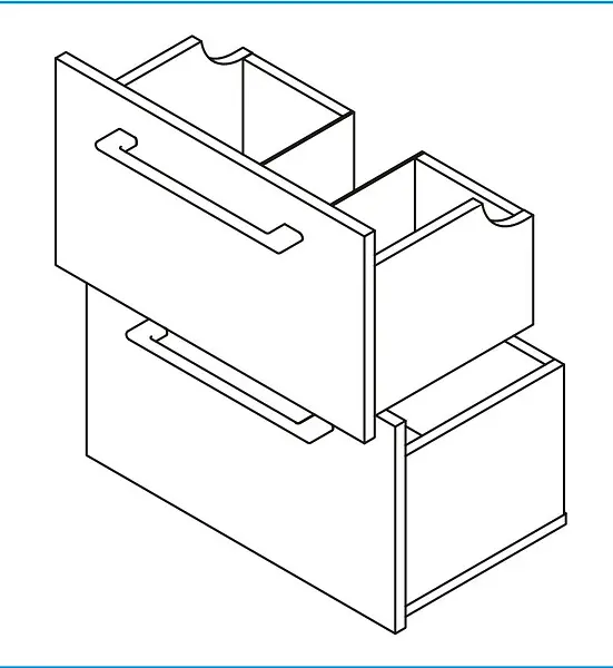 Set 2 tiroirs U de salle de bain MDF - Blanc - 80x45x18cm VIF Dernière Chance