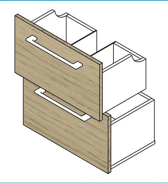 Prix Bas Set de 2 tiroirs U en PPSM - Bois clair - 60x45x18cm VIF