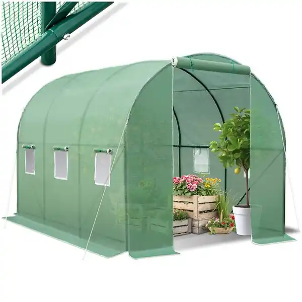 Expédition Rapide Serre tunnel 7 m² 343x200x200cm vert TECTAKE