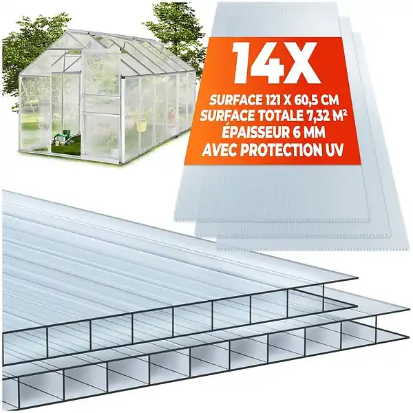 Retour Gratuit Plaques doubles SHINY en polycarbonate découpables blanc transparent TECTAKE