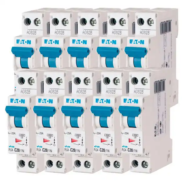 Achat Immédiat EATON Lot de 10 disjoncteurs 20A Ph+N à vis 45kA 230V courbe C EATON CAPRI