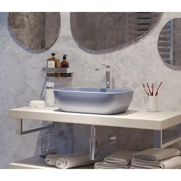 Swiss Aqua Technologies Infinitio Vasque à poser 45,5 x 32,5 x 13,5 cm, sans trop-plein, Bleu foncé mat (SATINF4532DBLM) Meilleure Vente
