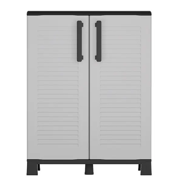 Armoire de rangement 2 portes Gris 68x37x90cm - Meuble de rangement Garage Maison Terrasse ARTPLAST Usine Directe