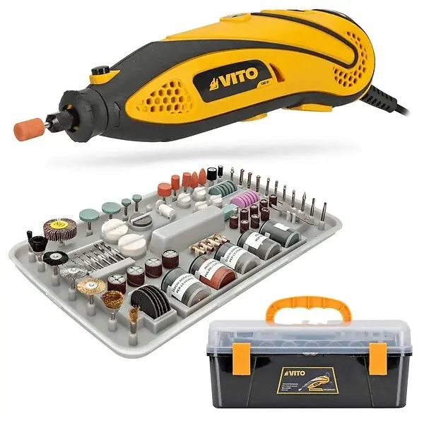 Outil Micro Précision 218 accessoires + Rallonge Souple 135W Polyvalent 6 vitesses de travail VITO Promotion