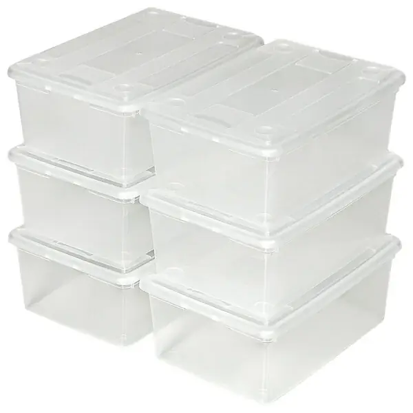 24 boîtes de rangement plastique blanc transparent TECTAKE Affaire À Saisir