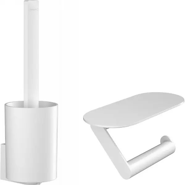 Hansgrohe WallStoris Ensemble d‘accessoires pour les toilettes, Blanc mat (27969700) Promotion Saisonnière