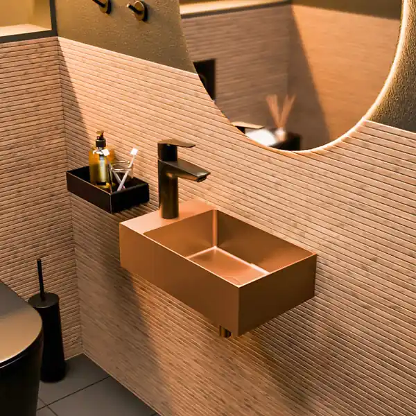 Ceramia Timeless Lave mains en Acier Inoxydable 304, 40x22x11cm, Cuivre brossé PVD Bon Marché