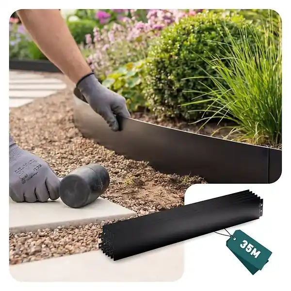 Lot de 35 Bordure de jardin en métal flexible 100x13cm noir VOUNOT Populaire