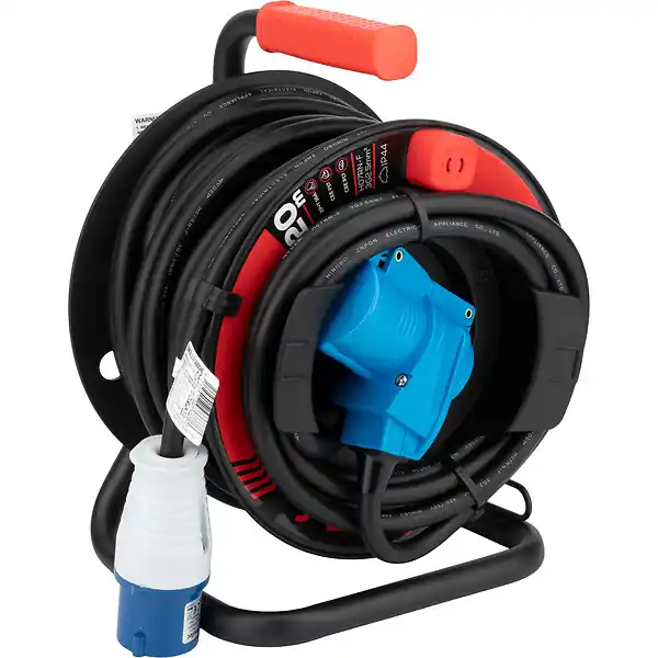 Enrouleur Schuko/CEE P17 20m - Noir/Bleu - Protec Promotion