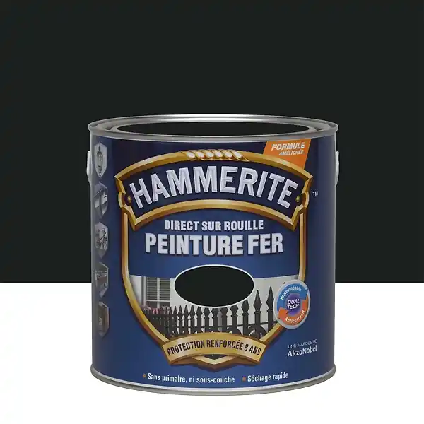 Acheter En Ligne Peinture Direct sur Rouille - Noir - Satin - 2,5L HAMMERITE