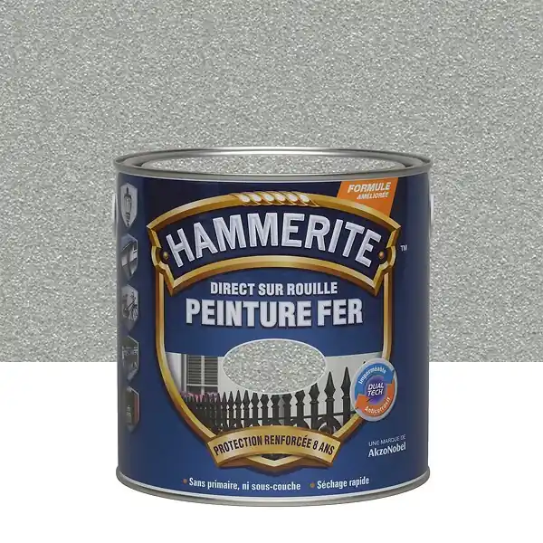 Peinture Direct sur Rouille - Forge Acier brosse - 2,5L HAMMERITE Soldes