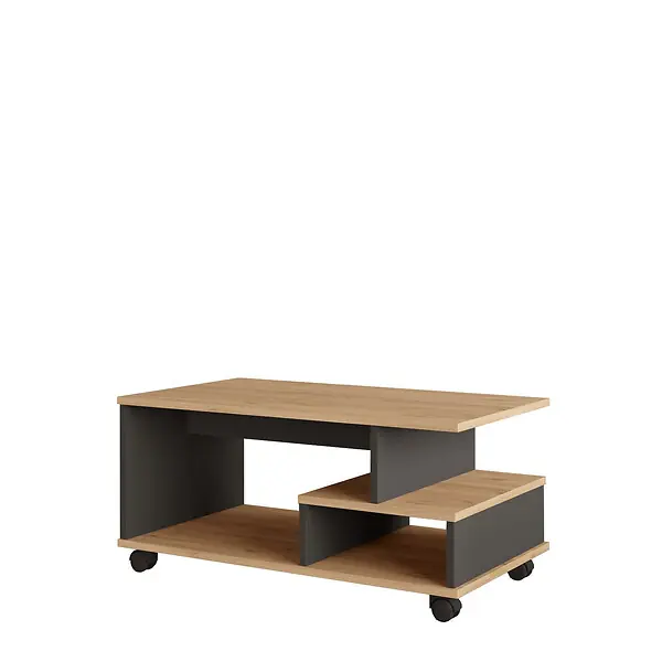 Offre Spéciale Table basse en bois "MIN9" - 90 x 51 x 42 cm - Gris anthracite HABITAT ET JARDIN