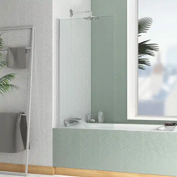 Jusqu'à Épuisement Des Stocks Pare baignoire Rabattable 70x130cm - Profilé Chromé - Verre Trempé 4mm - ELEMENTARY AURLANE