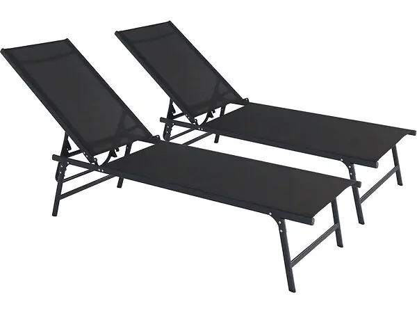 Lot de 2 bains de soleil en métal "Sublima" - 180 x 54 x 104 cm - Noir HABITAT ET JARDIN Paiement Sécurisé
