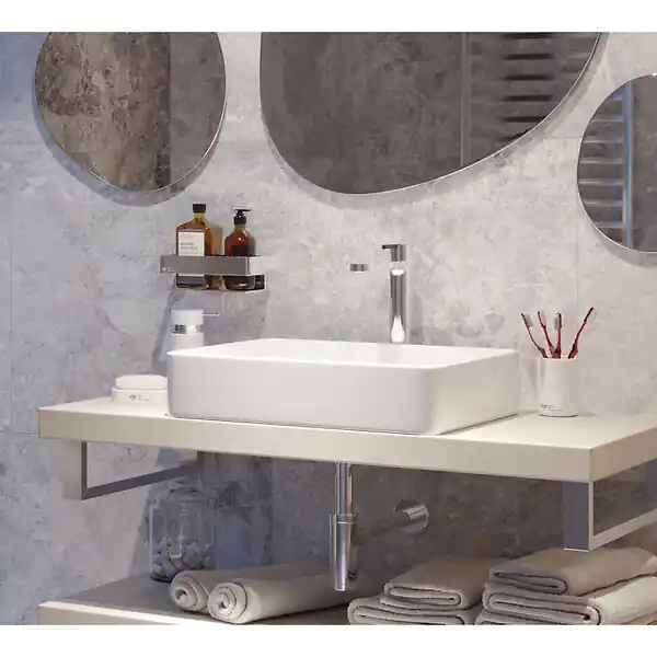 Affaire À Saisir Swiss Aqua Technologies Infinitio Vasque à poser 50x40 cm, sans trop-plein, Blanc brillant (SATINF5040)
