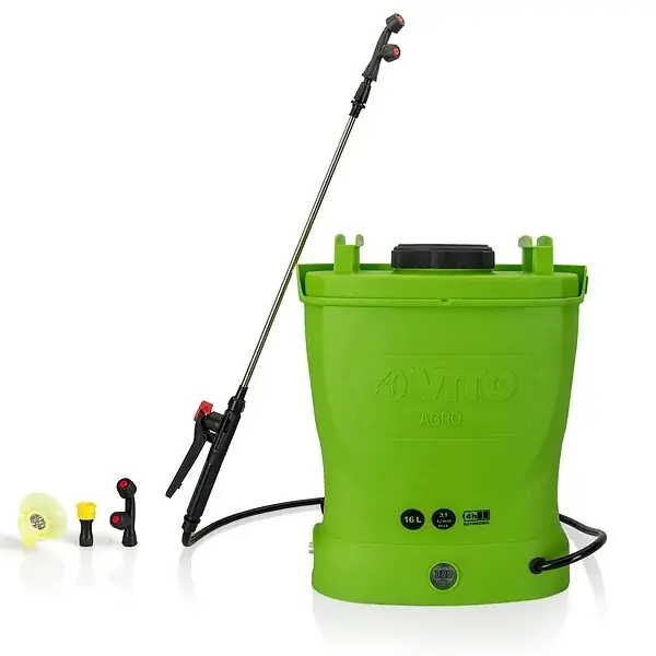 Top Vente Pulvérisateur Electrique 16L à Batterie 12V 8AH 6 bars - Pulvérisateur Toiture avec Lance Télescopique, 3 buses et Chargeur VITO