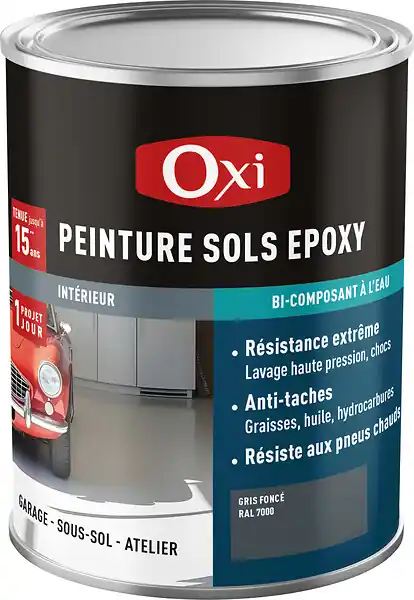 Vente Flash Peinture sol époxy - Gris foncé RAL 7000 - 2L OXI