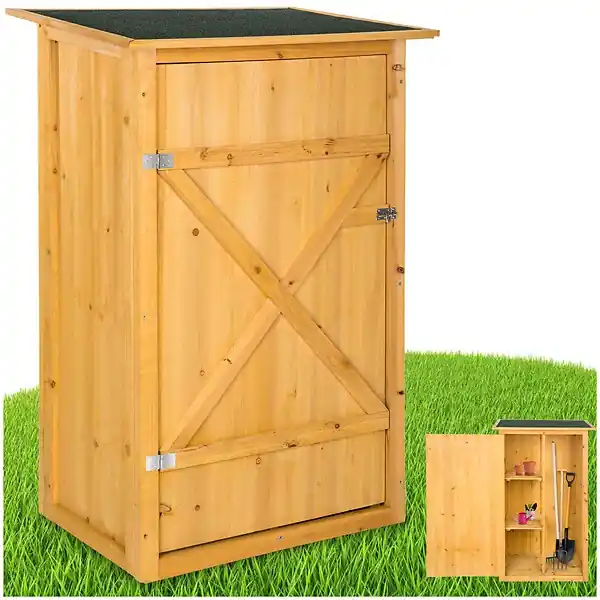 Armoire de jardin adossée Taman 75 x 56 x 118 cm marron TECTAKE Paiement Sécurisé