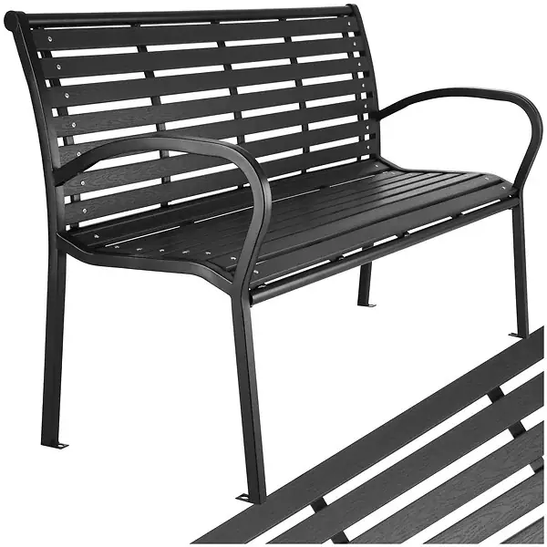 Certifié Banc de jardin PINO 3 places 126 x 62 x 81,5cm noir TECTAKE
