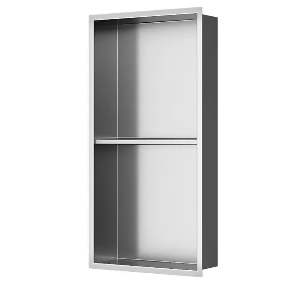 Swiss Aqua Technologies Aurum Niche de Douche à encastrer, Acier Inoxydable 304, 2 étagères, 60x30x10cm, Chrome brossé (SATAURN6030SBS) Bon Plan