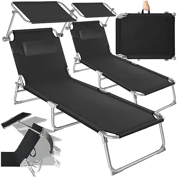 Lot de 2 transats CHLOE noir TECTAKE Vente Flash