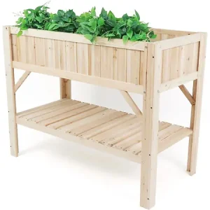 Acheter En Ligne Carré potager en bois sur pieds "Magnolia" - 115 x 57 x 90 cm - Beige HABITAT ET JARDIN