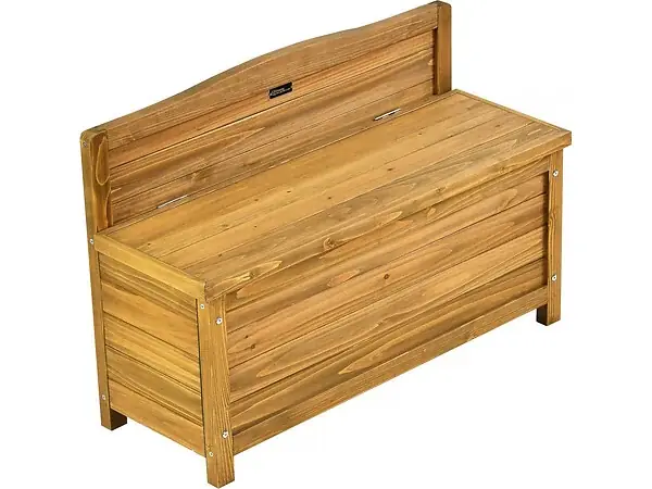 Banc coffre de jardin en bois "Ben" - 90 x 33 x 60 cm - Marron HABITAT ET JARDIN Pas Cher