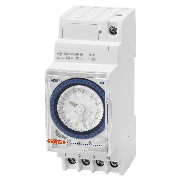 Expédition Rapide Interrupteur horaire journalier analogique avec réserve 150 h 1 inverseur 2 modules - GEWISS - GWD6773