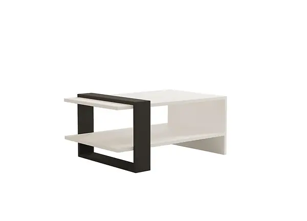 Meilleure Vente Table basse en bois "Funda" - 80 x 55 x 35 cm - AnthraciteBlanc HABITAT ET JARDIN